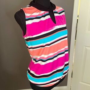 Colorful striped sleeveless blouse